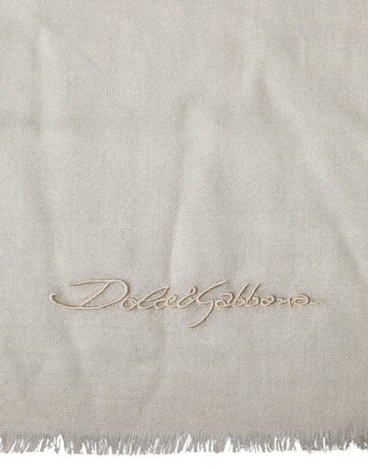 Dolce & Gabbana White Cashmere Knit Neck Wrap Shawl Scarf
