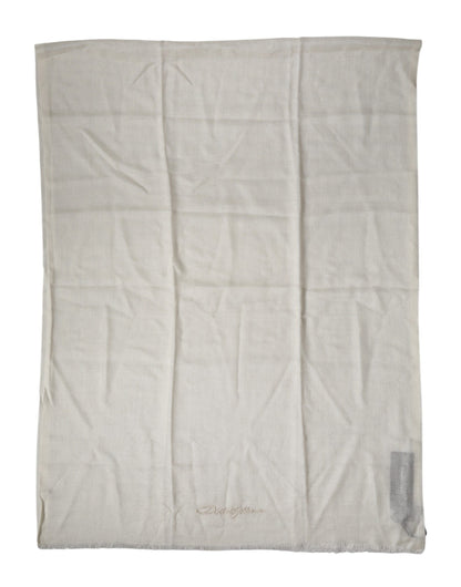 Dolce & Gabbana White Cashmere Knit Neck Wrap Shawl Scarf