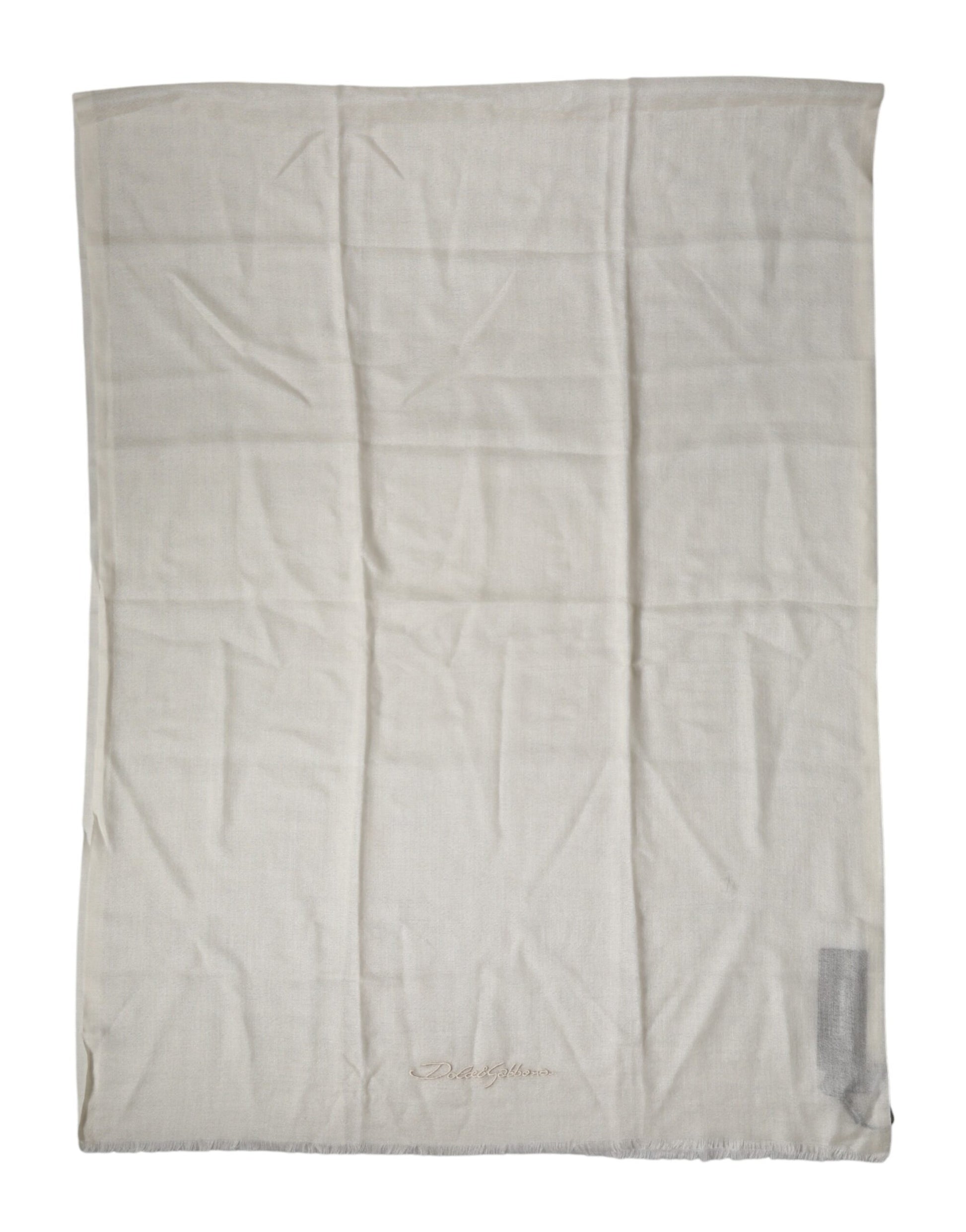 Dolce & Gabbana White Cashmere Knit Neck Wrap Shawl Scarf