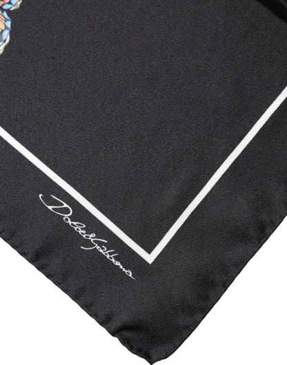 Dolce & Gabbana Black Butterfly Print Square Handkerchief Scarf