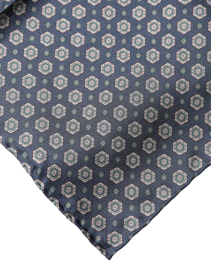 Dolce & Gabbana Blue Patterned Silk Square Handkerchief Scarf