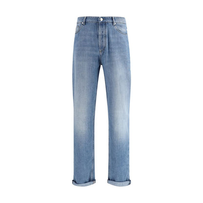 Brunello Cucinelli Blue Cotton Straight-Leg Jeans