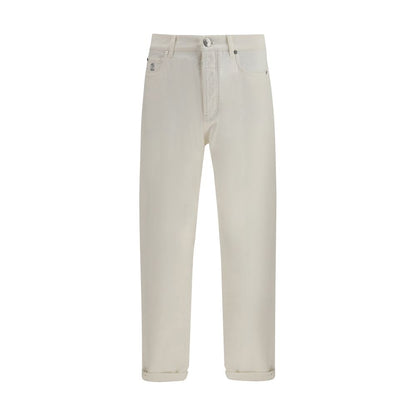 Brunello Cucinelli White Cotton Straight-Leg Jeans