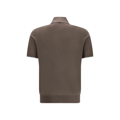 Brunello Cucinelli Brown Cotton Polo Shirt