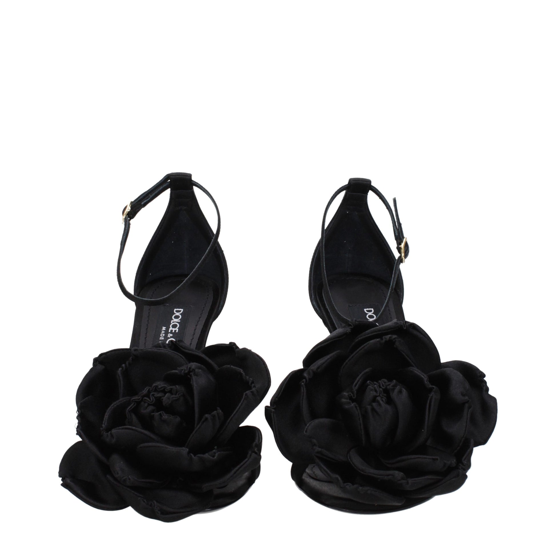 Dolce & Gabbana Black Satin Stiletto Heel Sandals