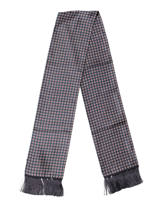 Dolce & Gabbana Black Patterned Fringes Neck Foulard Scarf