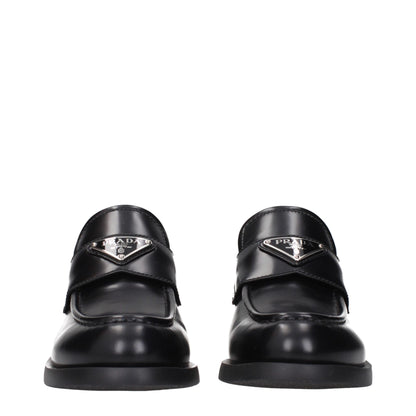 Prada Black Leather Slip-On Loafers