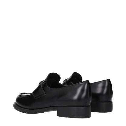 Prada Black Leather Slip-On Loafers