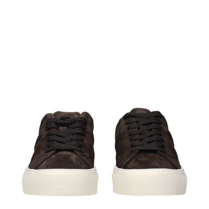 Moncler Brown Leather Low Top Sneakers