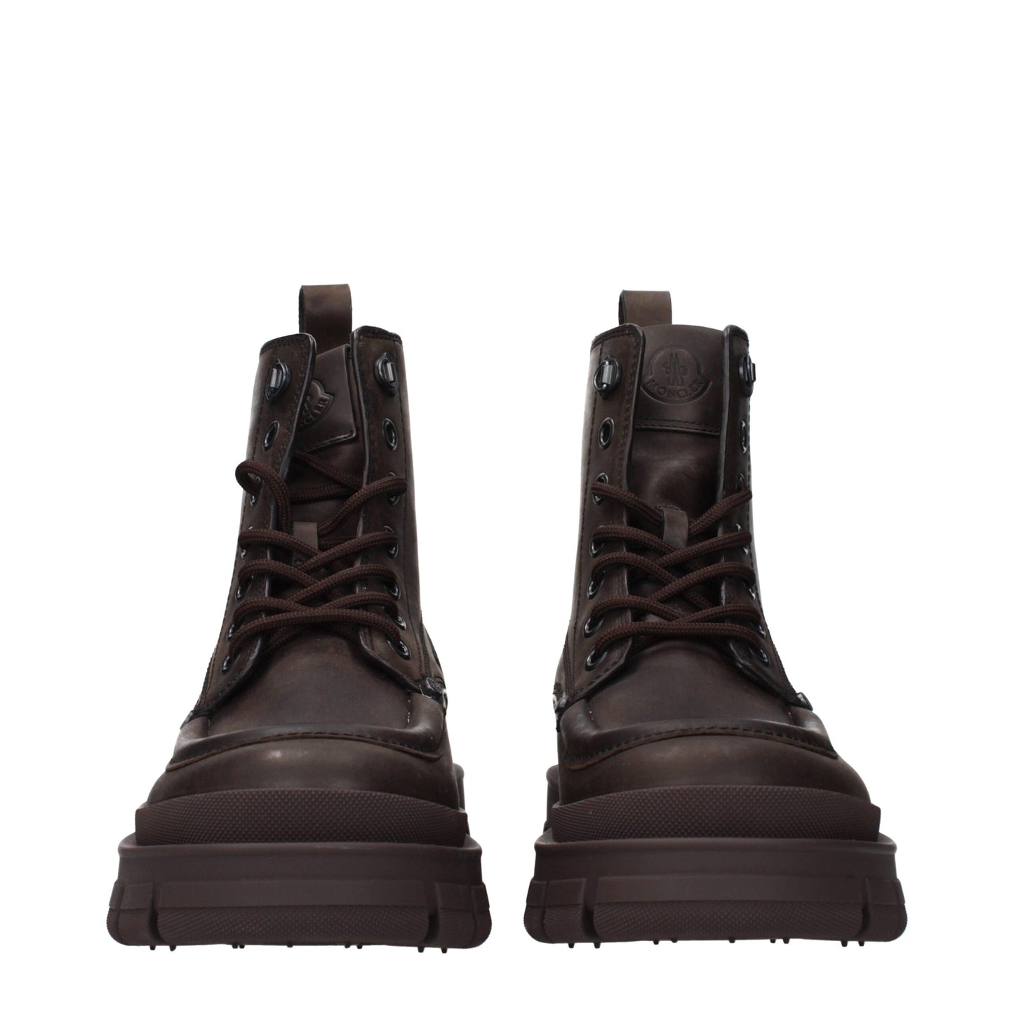 Moncler Brown Leather Ankle Boots