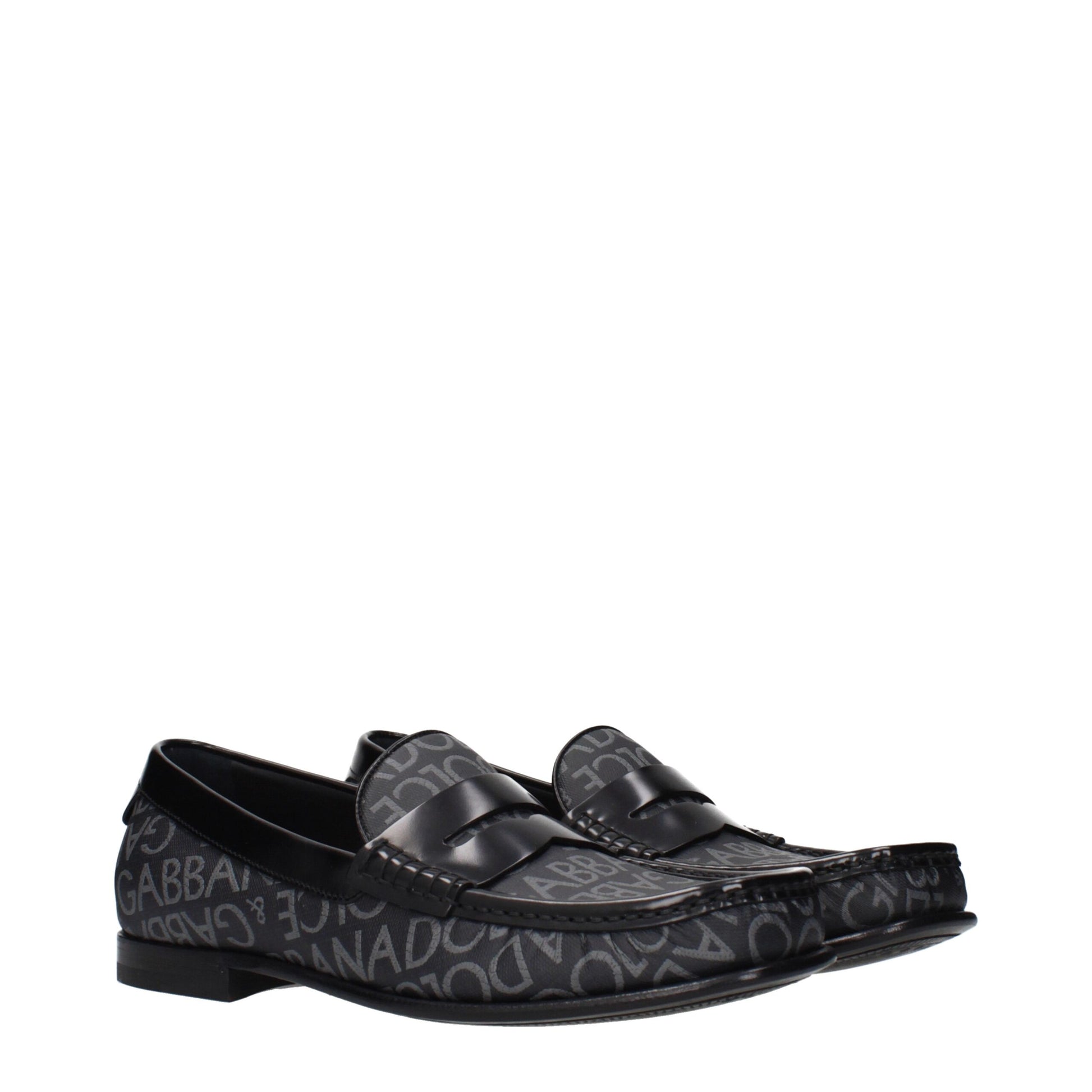 Dolce & Gabbana Black Fabric Slip-On Loafers