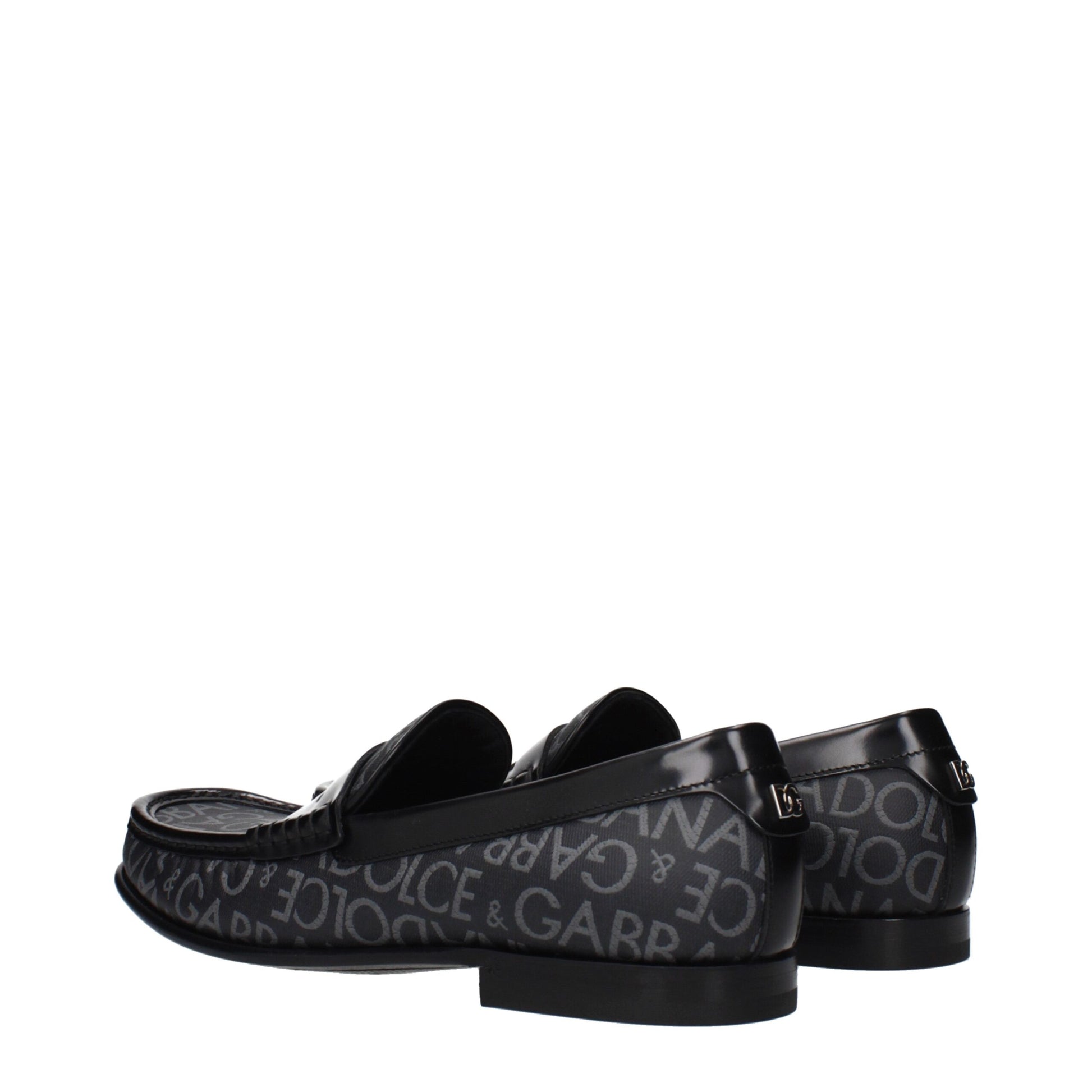 Dolce & Gabbana Black Fabric Slip-On Loafers