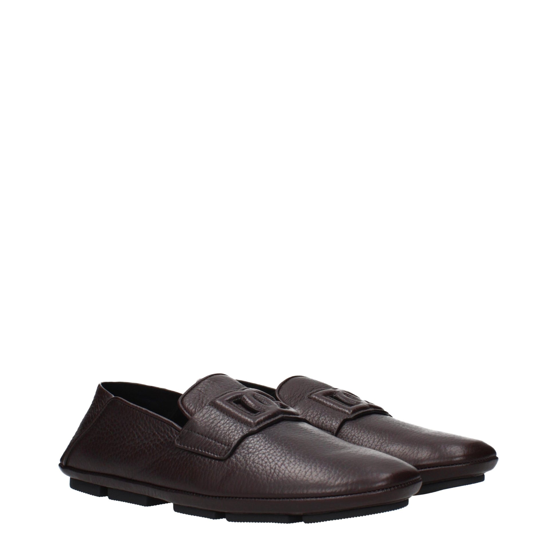Dolce & Gabbana Brown Leather Slip-On Loafers