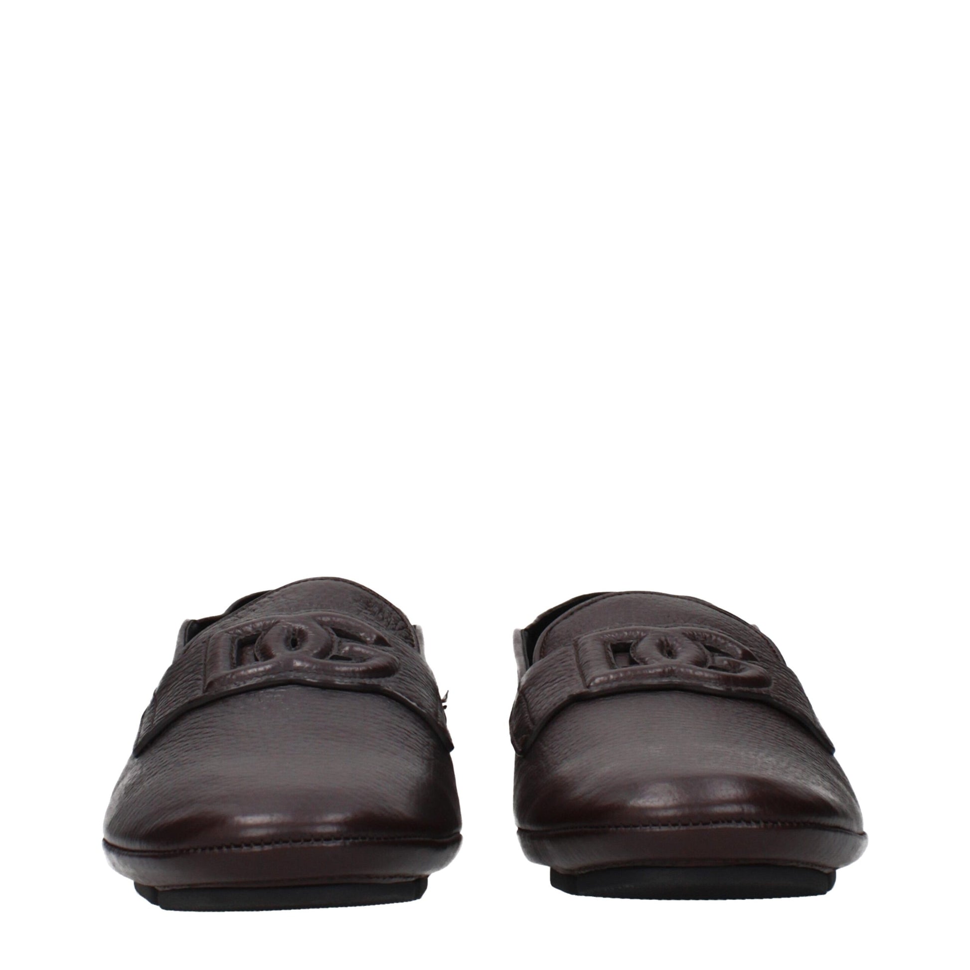 Dolce & Gabbana Brown Leather Slip-On Loafers