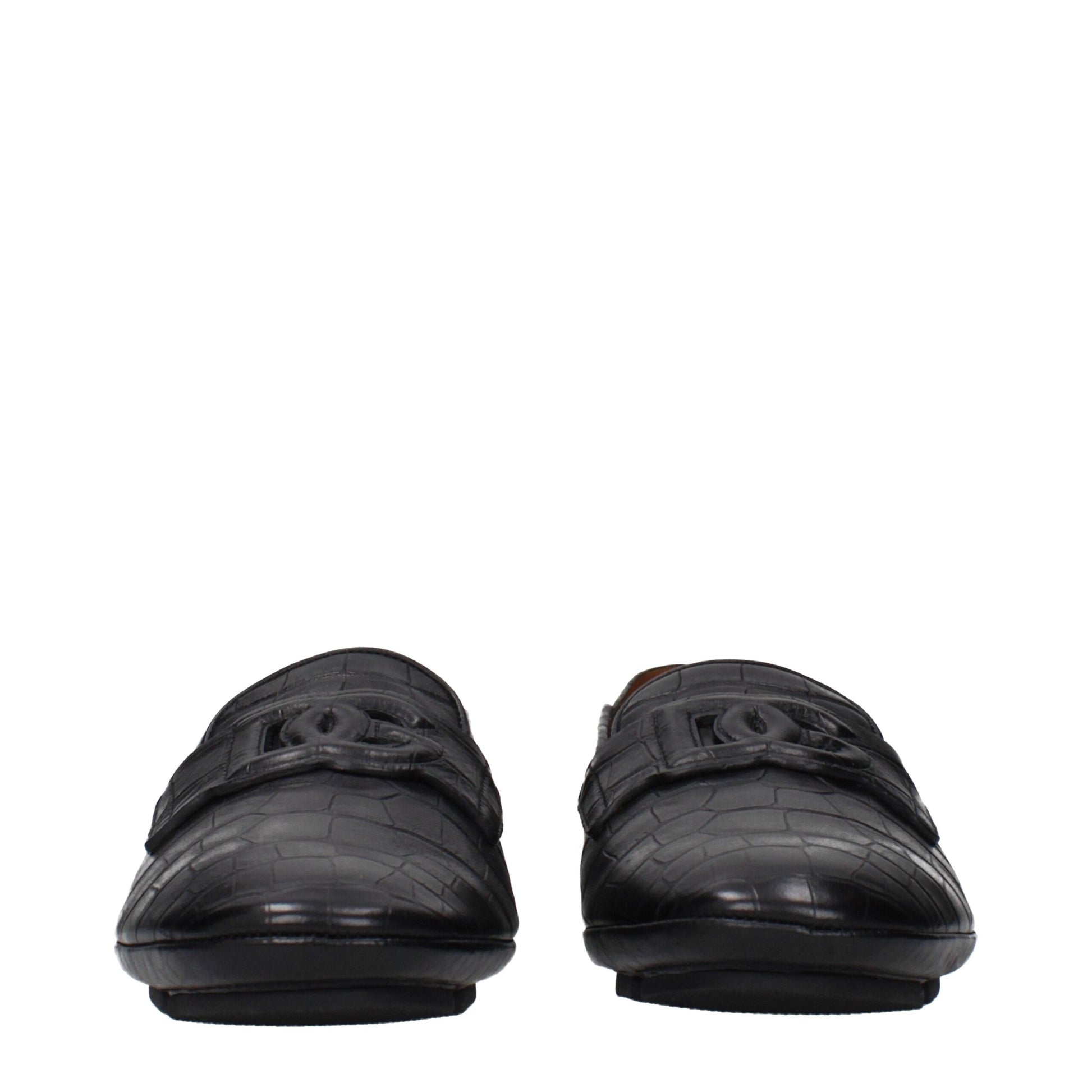 Dolce & Gabbana Black Leather Slip-On Loafers