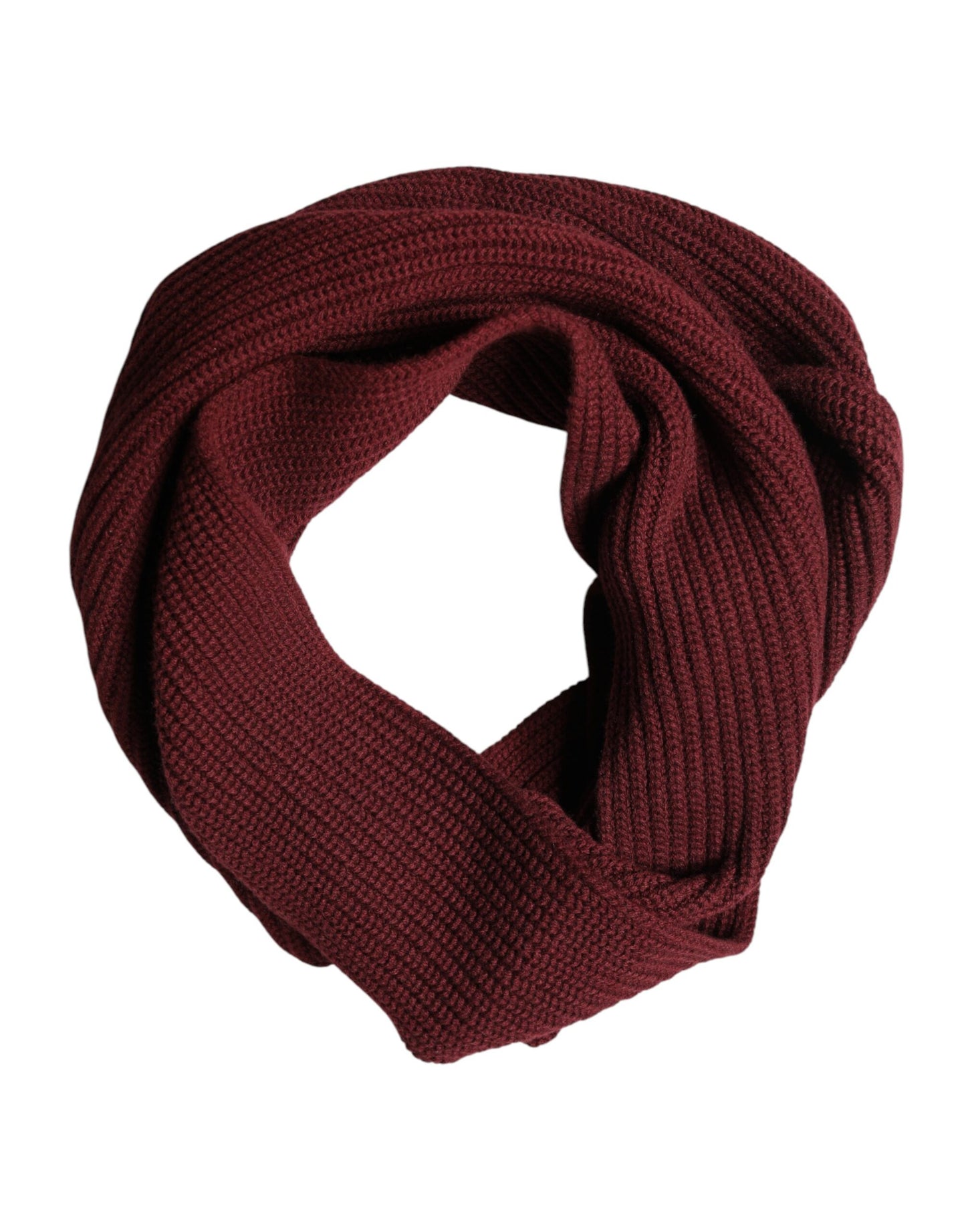 Dolce & Gabbana Maroon Cashmere Knitted NeckWrap Shawl Scarf