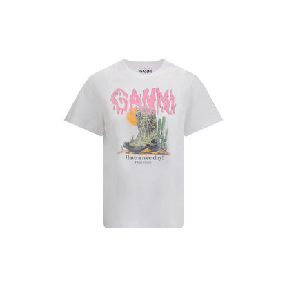 Ganni White Cotton T-Shirt