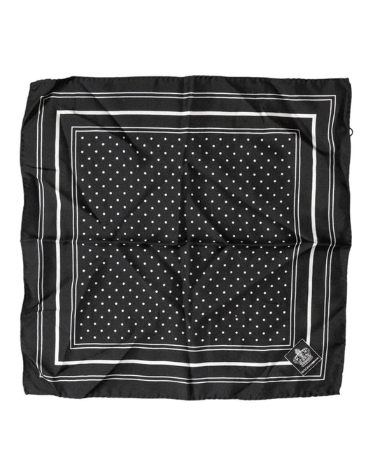 Dolce & Gabbana Scarf Black Poka Dot Men Square Handkerchief
