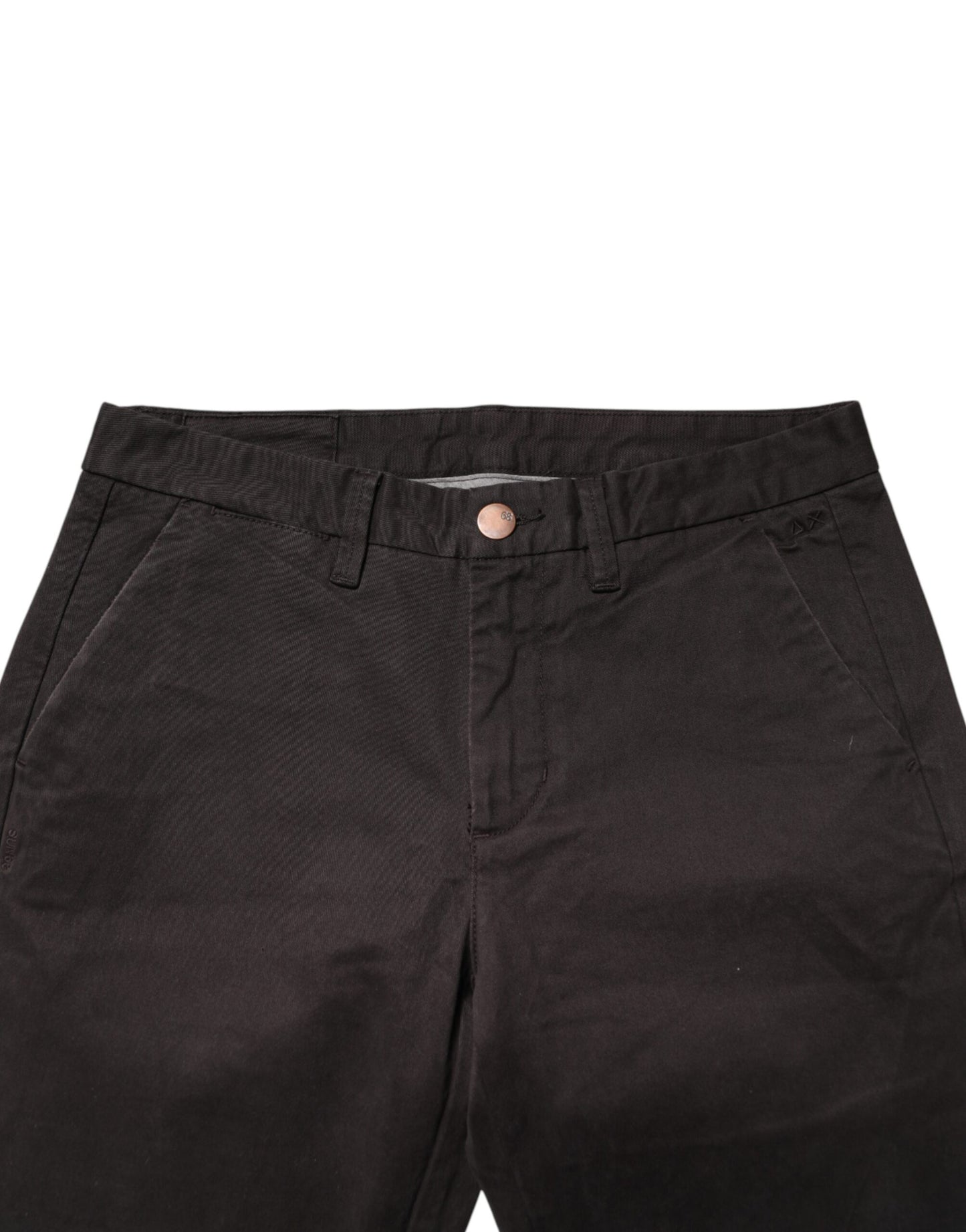 Sun68 Dark Brown Cotton Stretch Skinny Mid Waist Men Trouser Pants