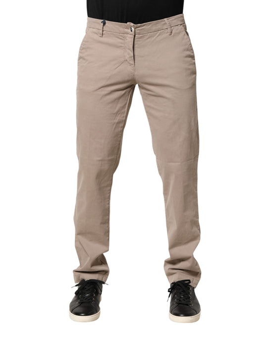 U.S. POLO ASSN. Beige Cotton Stretch Straight Mid Waist Trouser Pants