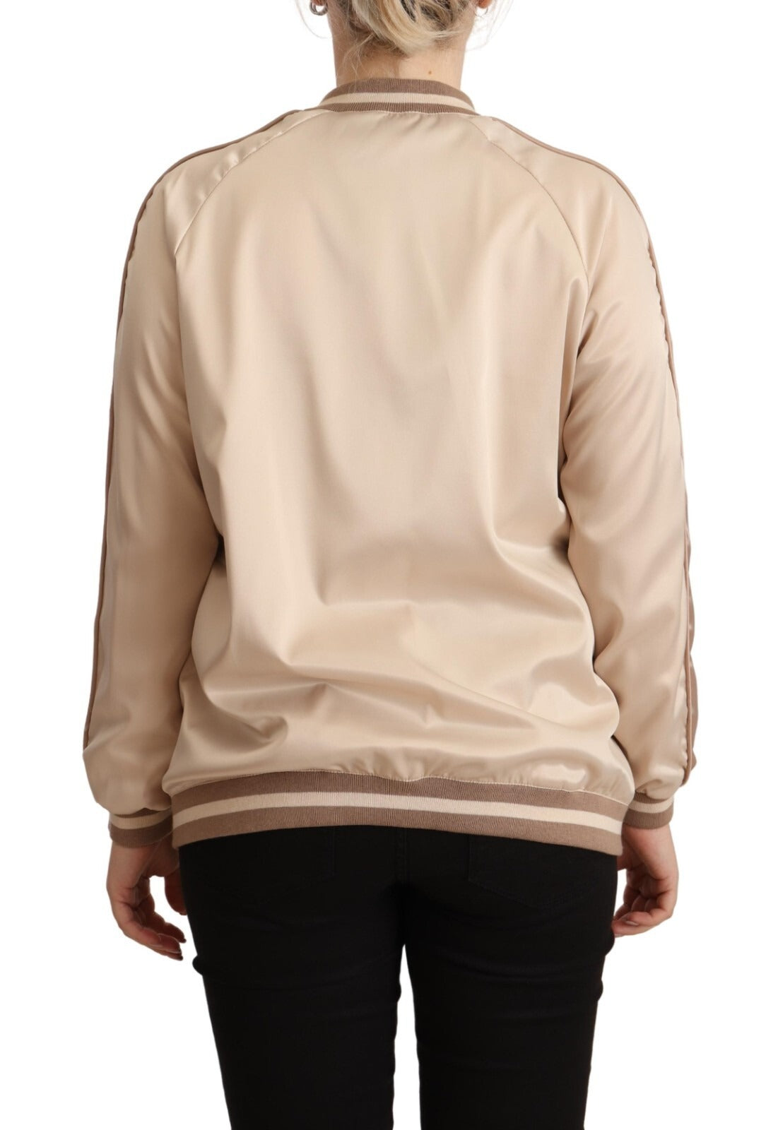 Twinset Bomber Full Zip Beige Long Sleeves Polyester Jacket