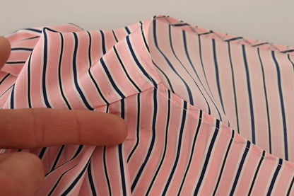 Ermanno Scervino Pink Stripes Long Sleeves Sheath Midi Dress