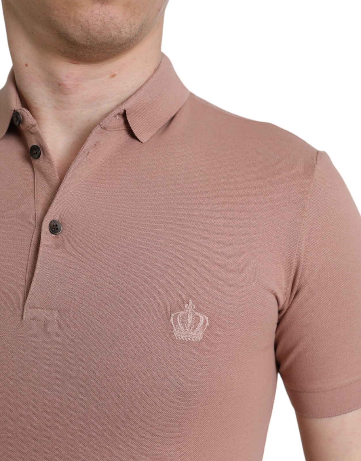 Dolce & Gabbana Pink Collared Short Sleeve Crown Men Polo T-shirt
