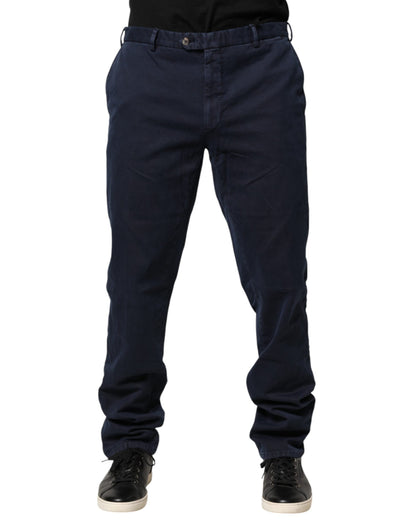 Santaniello Dark Blue Mid Waist Skinny Chino Trouser Pants