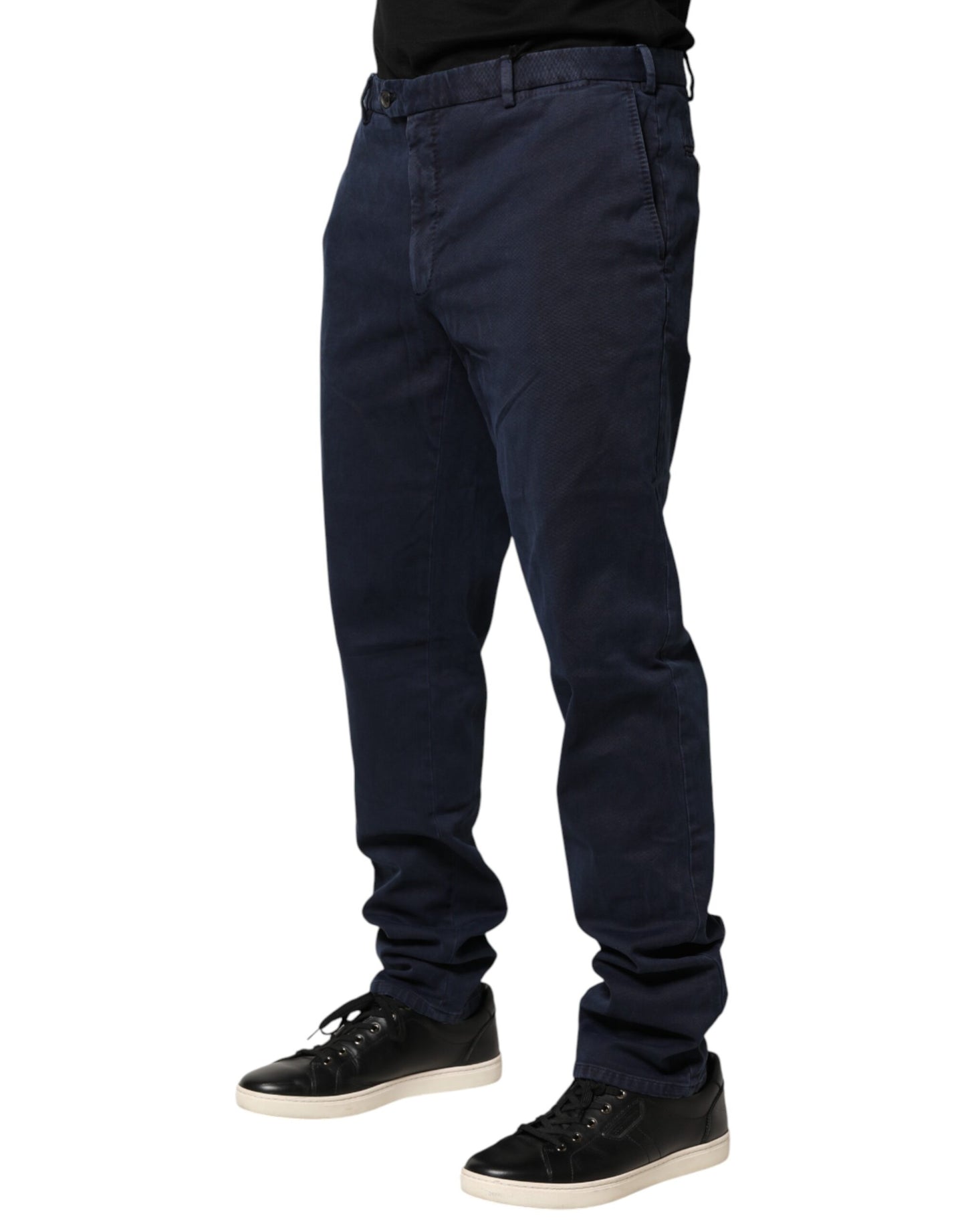 Santaniello Dark Blue Mid Waist Skinny Chino Trouser Pants