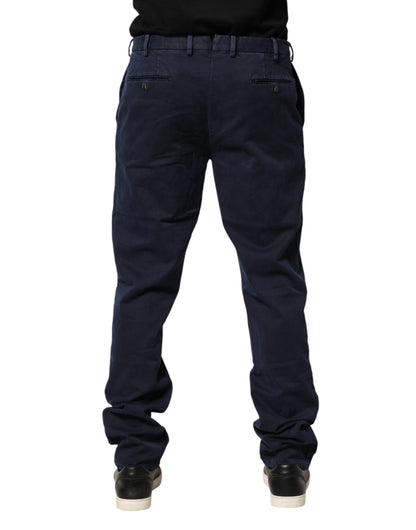Santaniello Dark Blue Mid Waist Skinny Chino Trouser Pants