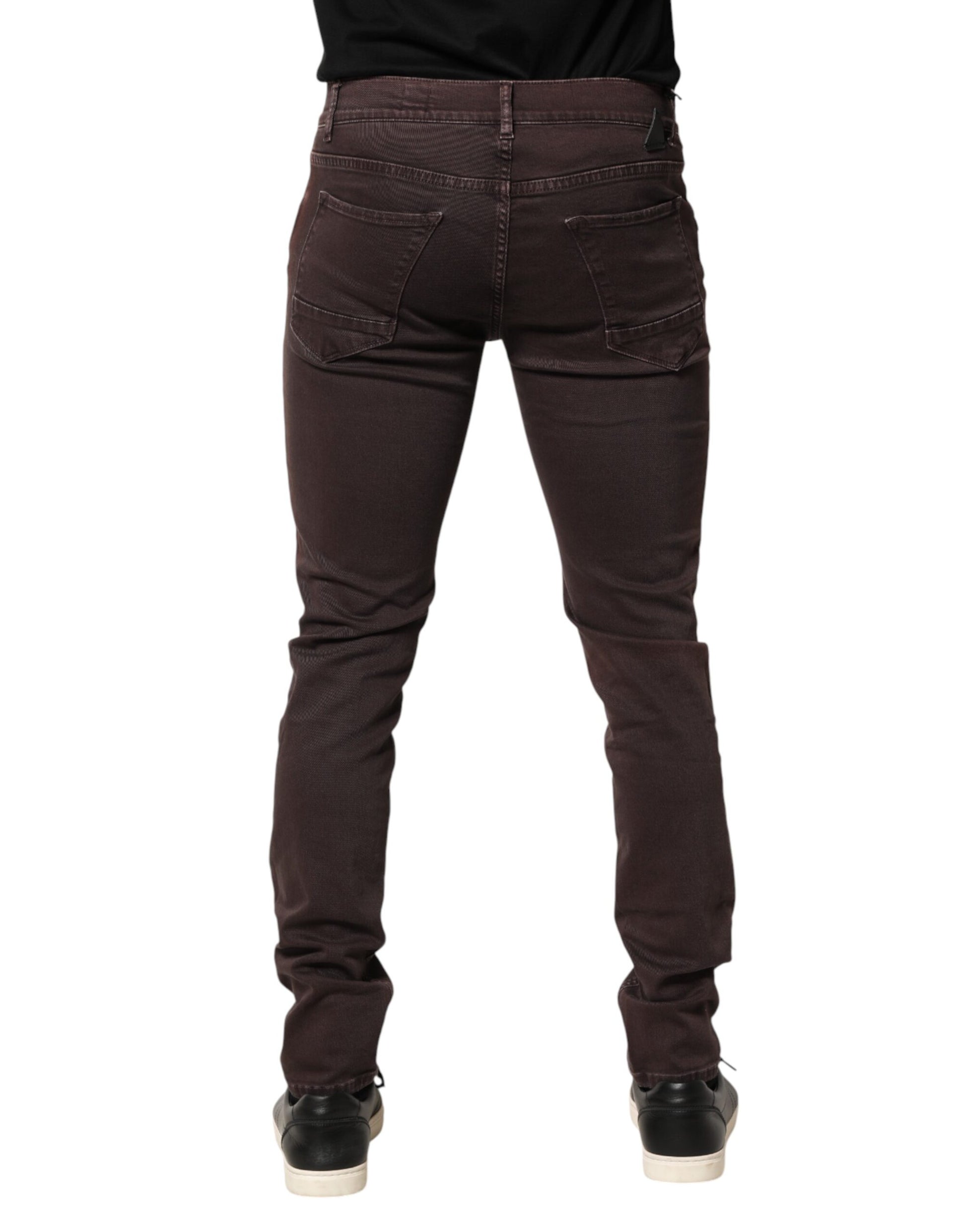 Daniele Alessandrini Brown Cotton Mid Waist Skinny Men Denim Jeans