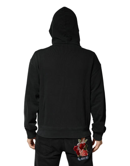 Dolce & Gabbana Black Full Zip Hooded Men Sweatshirt Sweater