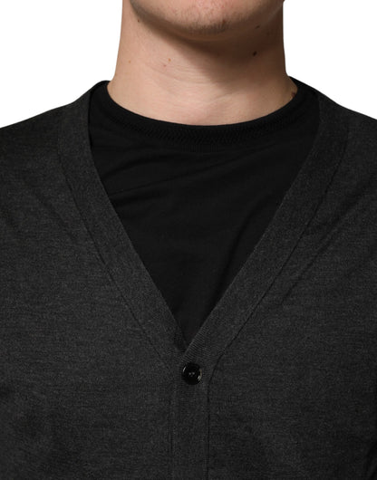 Dolce & Gabbana Black Cashmere Buttoned Men Cardigan Sweater