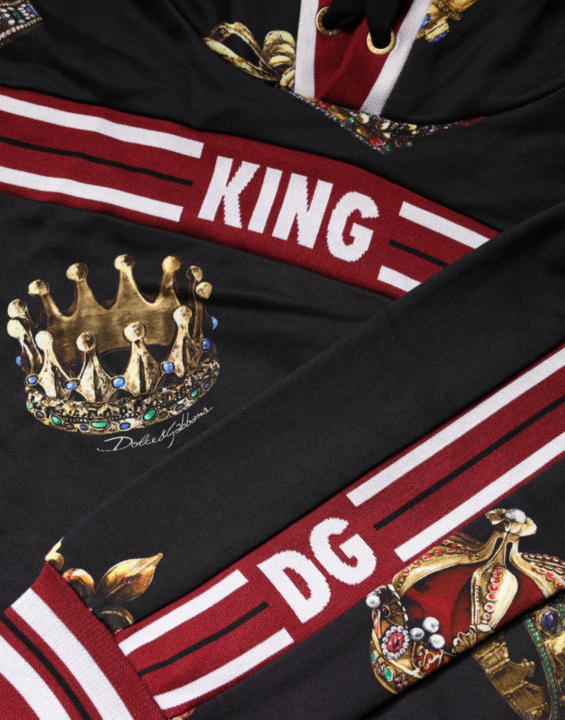 Dolce & Gabbana Black King Crown Hooded Sweatshirt Sweater