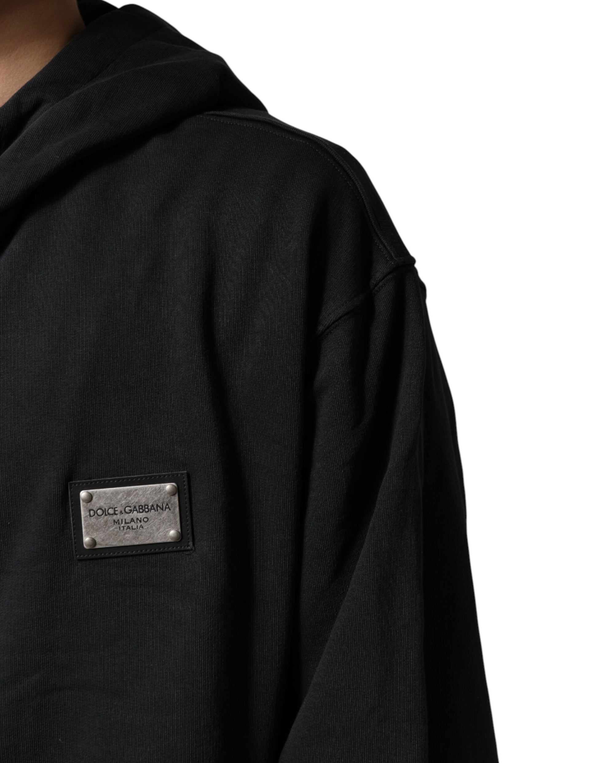 Dolce & Gabbana Black Logo Zipped Hooded Sweatshirt Sweater