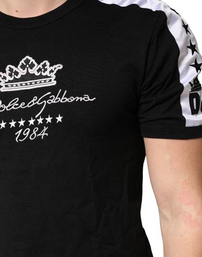 Dolce & Gabbana Black Logo Print Cotton Crewneck Men T-shirt