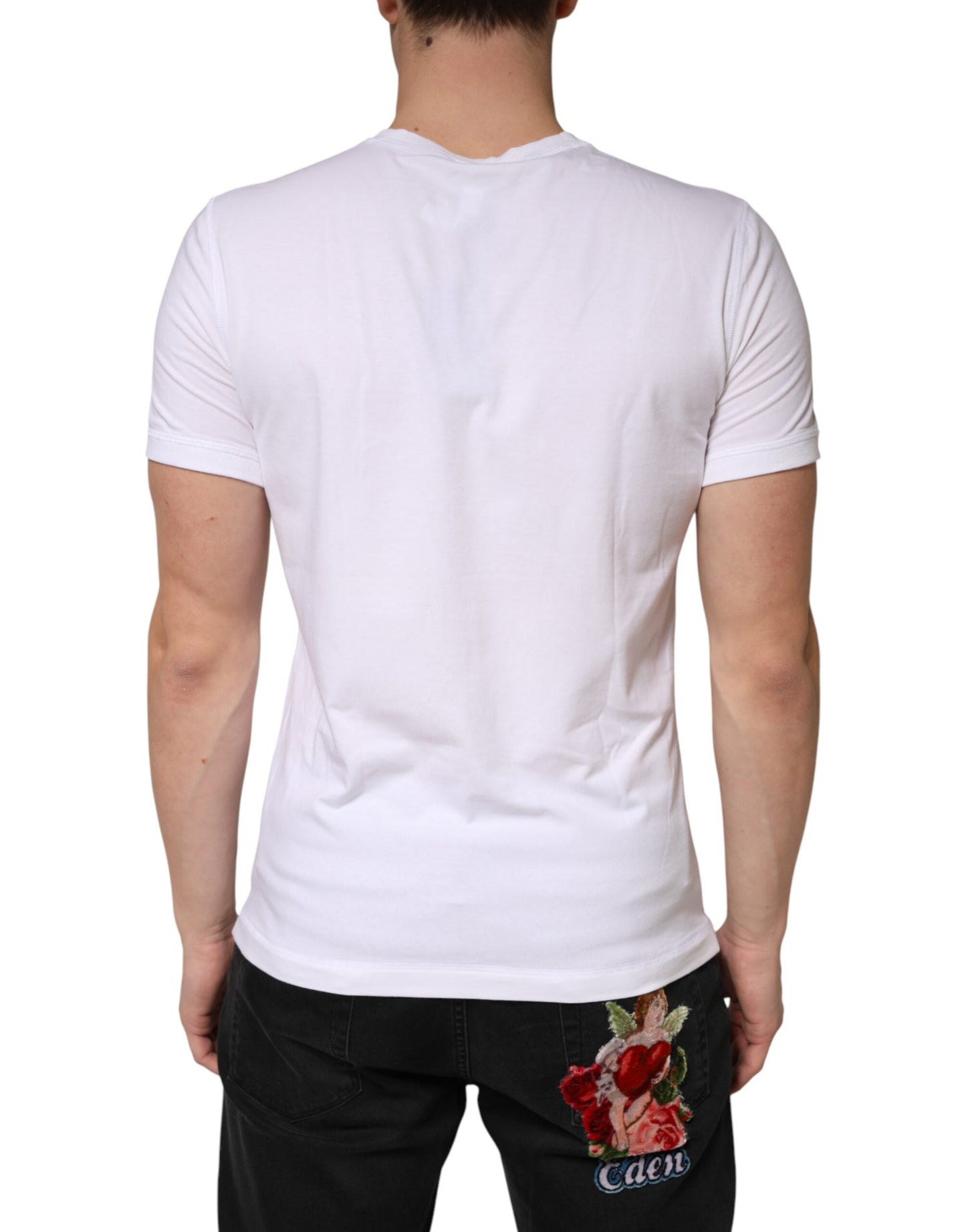 Dolce & Gabbana White Cotton Deep V-Neck Underwear Tee T-shirt