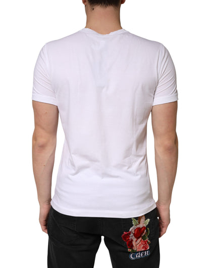 Dolce & Gabbana White Cotton Deep V-Neck Underwear Tee T-shirt