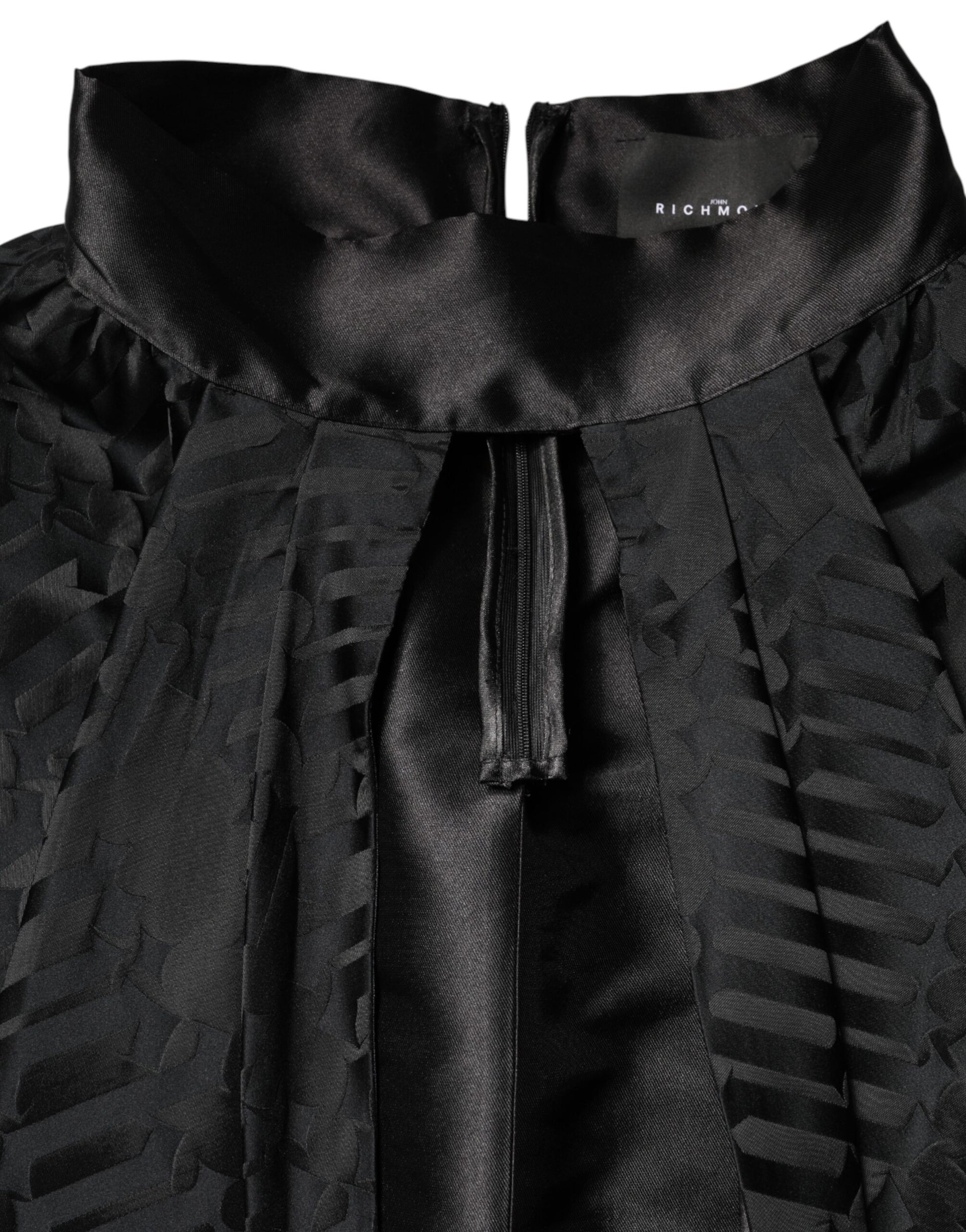 John Richmond Black Jacquard Deep V-neck Sleeveless 2 Pc Dress