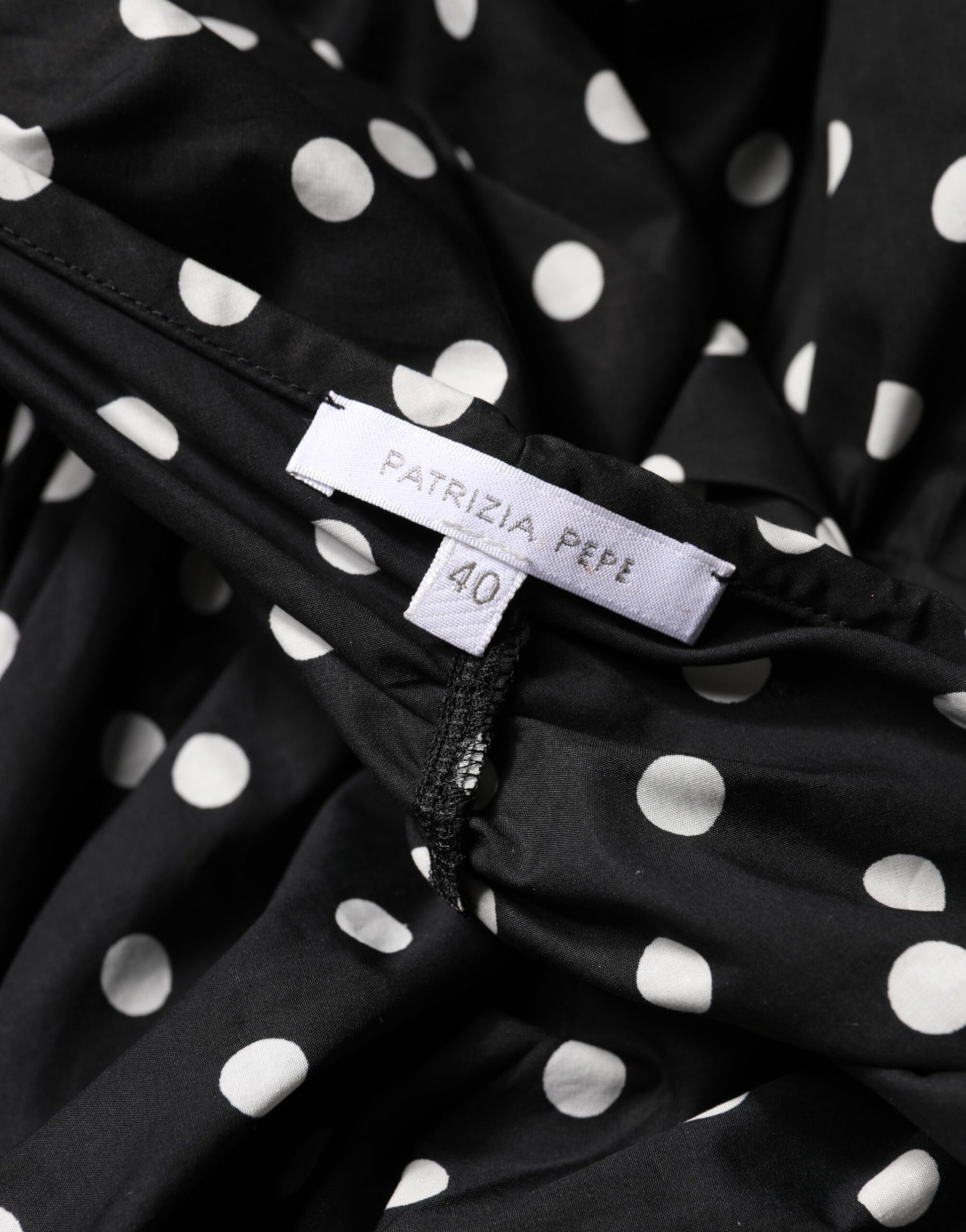 Patrizia Pepe Black White Polka Dot Short Sleeves Mini Dress