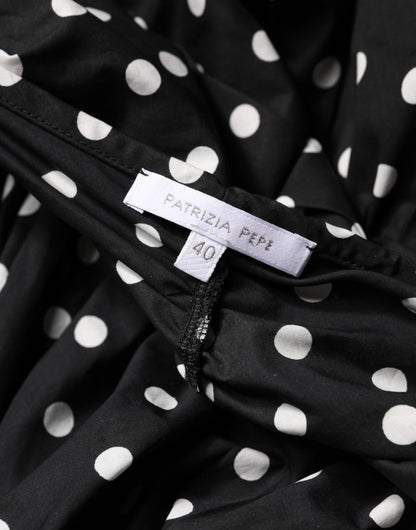 Patrizia Pepe Black White Polka Dot Short Sleeves Mini Dress
