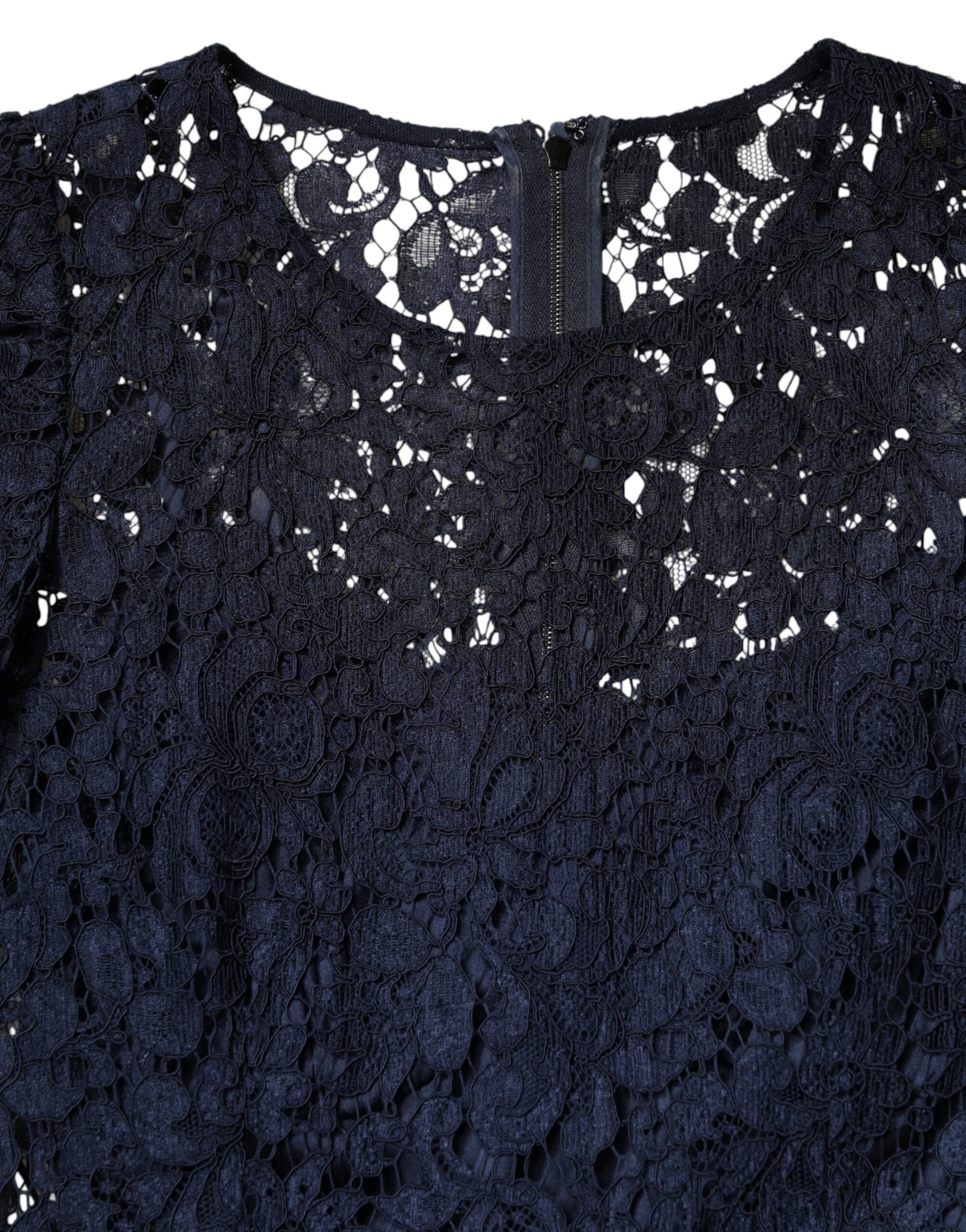 Dolce & Gabbana Blue Lace Ruffle A-line Knee Length Dress