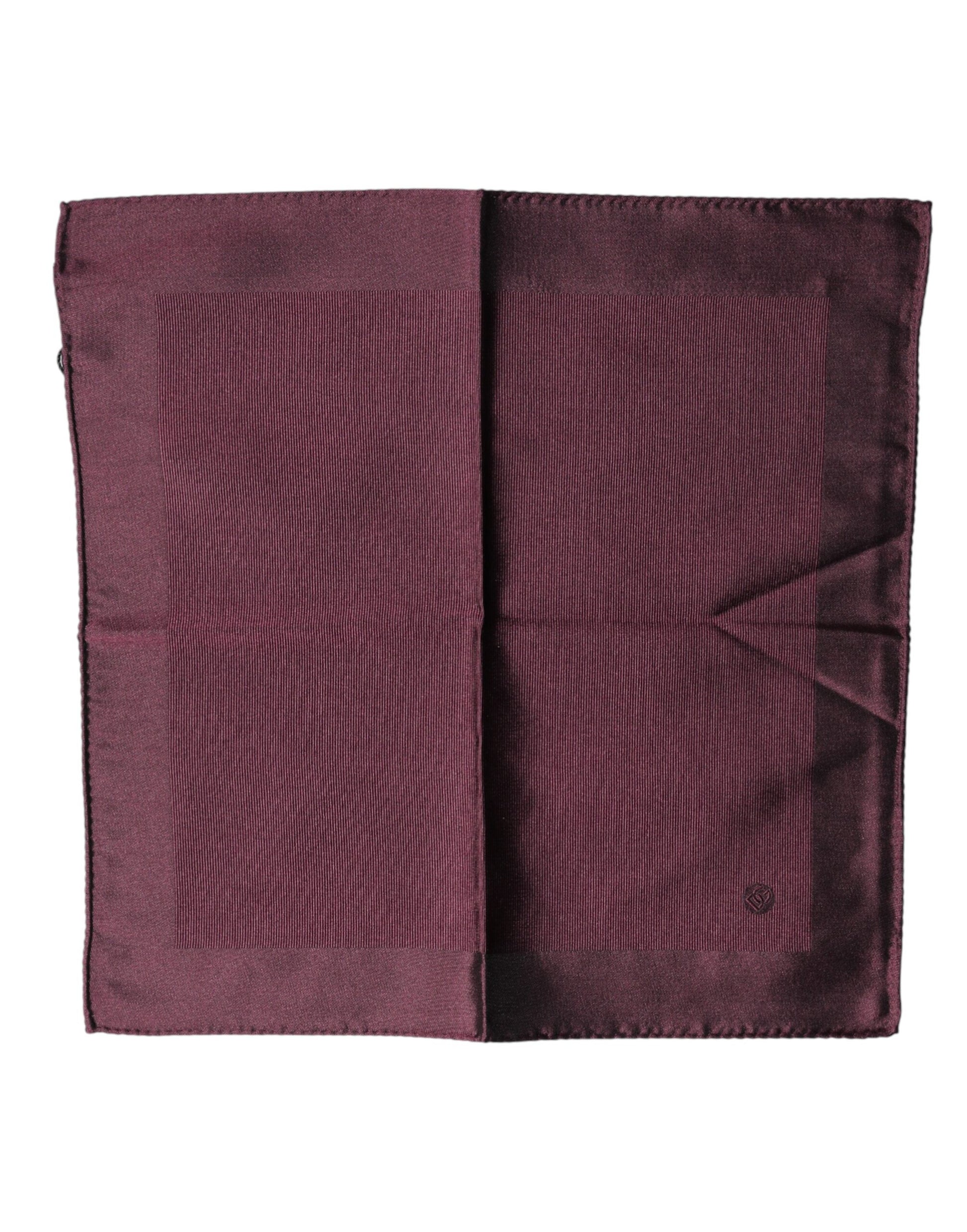 Dolce & Gabbana Maroon Logo Silk Square Handkerchief Scarf