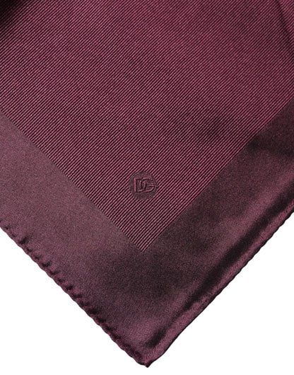 Dolce & Gabbana Maroon Logo Silk Square Handkerchief Scarf