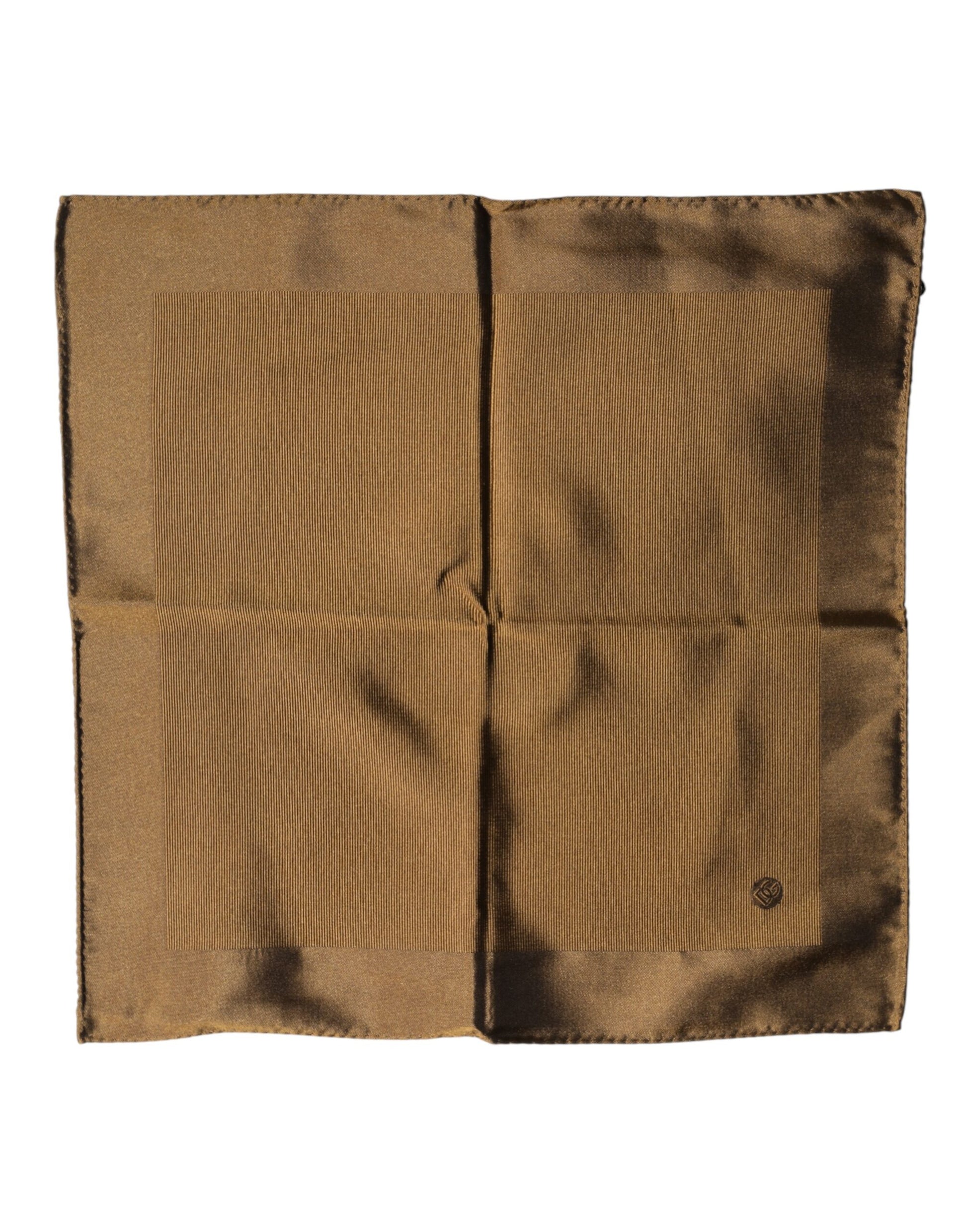 Dolce & Gabbana Brown Logo Silk Men Square Handkerchief Scarf