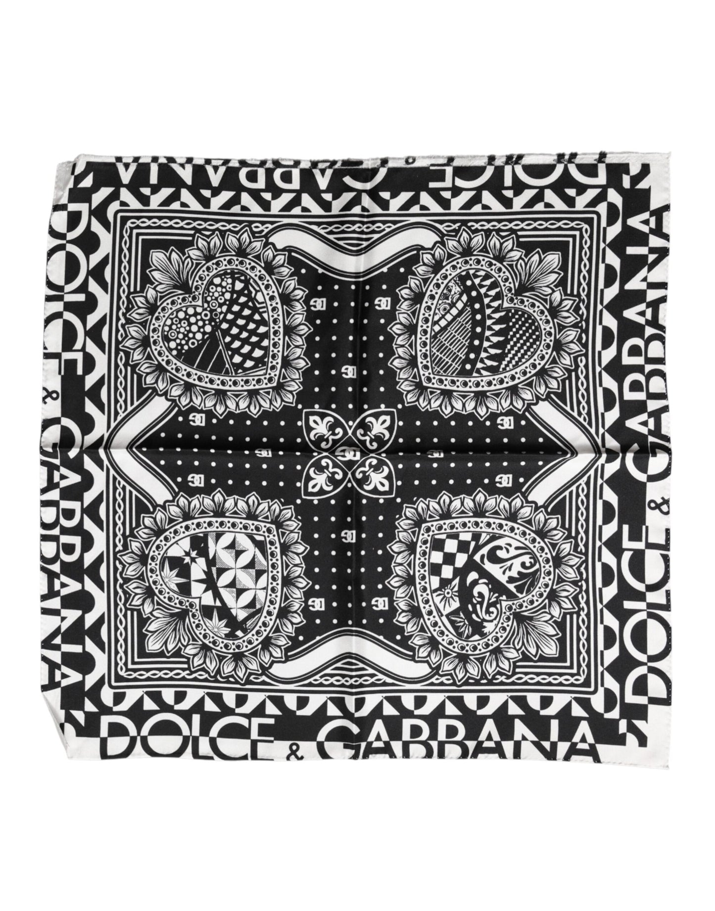 Dolce & Gabbana Black Bandana Print Silk Neck Foulard Scarf