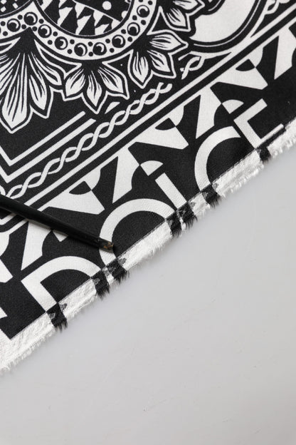 Dolce & Gabbana Black Bandana Print Silk Neck Foulard Scarf