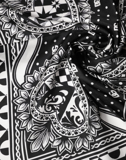 Dolce & Gabbana Black Bandana Print Silk Neck Foulard Scarf