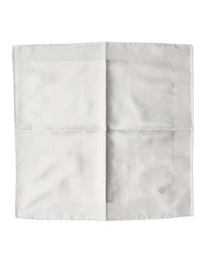 Dolce & Gabbana White Logo Silk Square Handkerchief Scarf