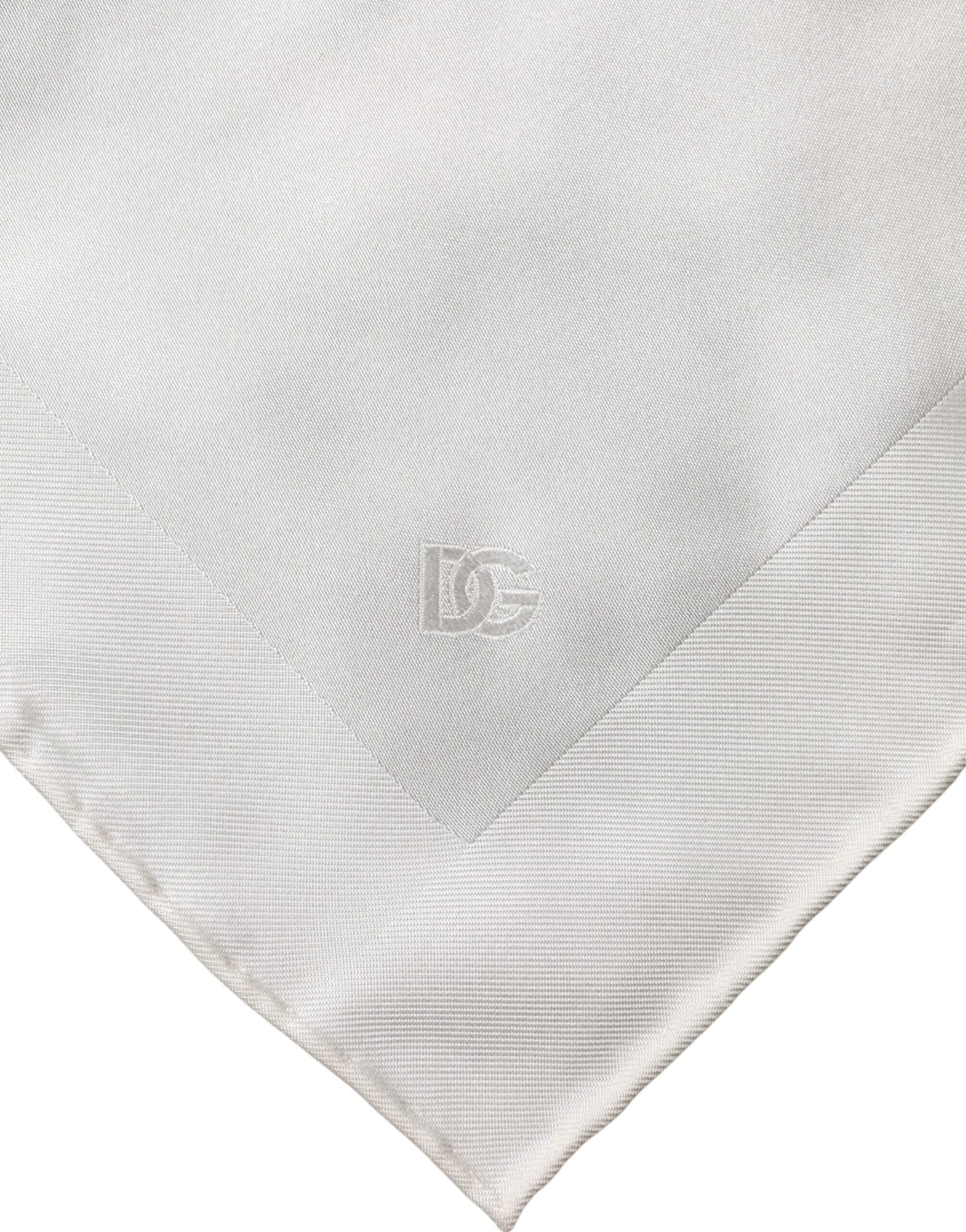 Dolce & Gabbana White Logo Silk Square Handkerchief Scarf